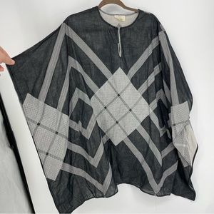 Billy Reid plaid poncho top XS/S gray